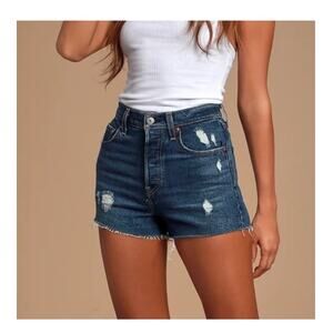 Levi’s premium ribcage  cutoff high rise shorts size - 28 dark wash